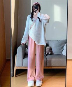 ワイドパンツ | レディース韓国ニットパンツ