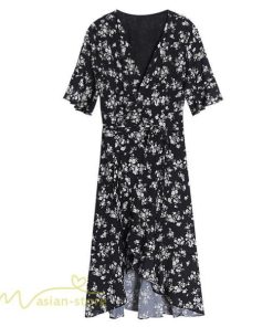 ミディアム | ワンピース 半袖 花柄 きれいめ レディース ひざ丈 ミディアムワンピース サマーワンピース 上品 シフォン Aライン きれいめ 夏 通勤 お出かけ 通学 春 上品