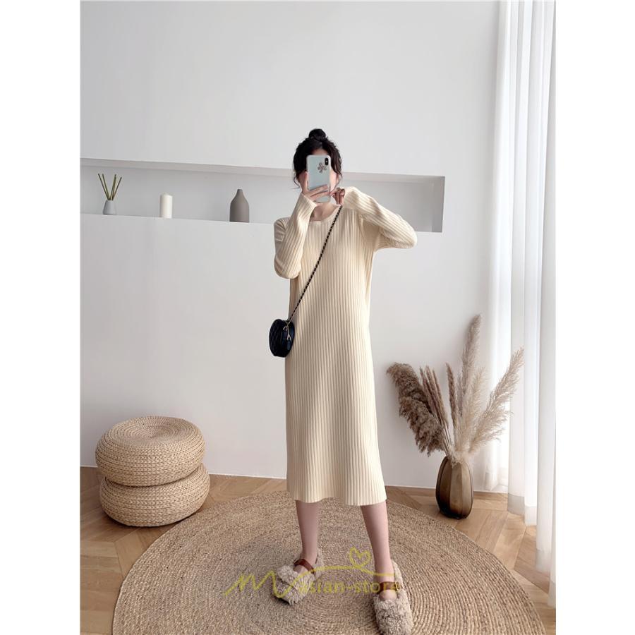 ニットワンピース | レディース 冬 きれいめ ロング おしゃれ 秋冬 長袖 送料無料 可愛い 上品 秋冬コーデ 小柄 萌え袖 20代30代40代50代 がーりー