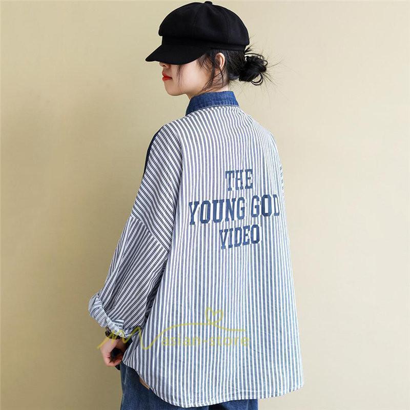 シャツ・ブラウス | デニム風シャツ レディース 異素材切替 シャツブラウス カジュアル 長袖シャツ 春服 胸ポケット トップス ゆったり 20代30代40代50代 おしゃれ 羽織り 通勤通学