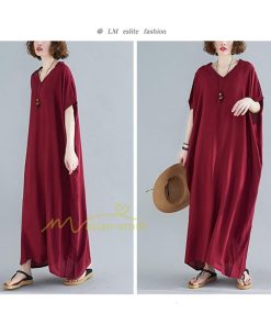 ミディアム | ワンピース マキシワンピース レディース ワンピ ロングワンピース ロングワンピ ロング マキシ 半袖 Vネック 体型カバー 2022夏物 カジュアル 20代30代40代50代