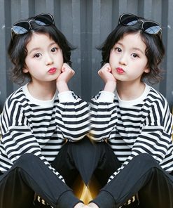 （子供）その他 | 長袖Ｔシャツ 女の子 秋 トップス セットアップ シンプル カットソー ボーダー柄 綿 おしゃれ 子供服 キッズ 洋服