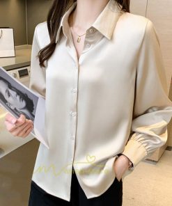 シャツ・ブラウス | ブラウス レディース オフィス おしゃれ 長袖 開襟 シャツ ビジネス OL 事務服 無地 長袖シャツ ファッション 優雅 エレガント カジュアル 通勤 細身 着回し