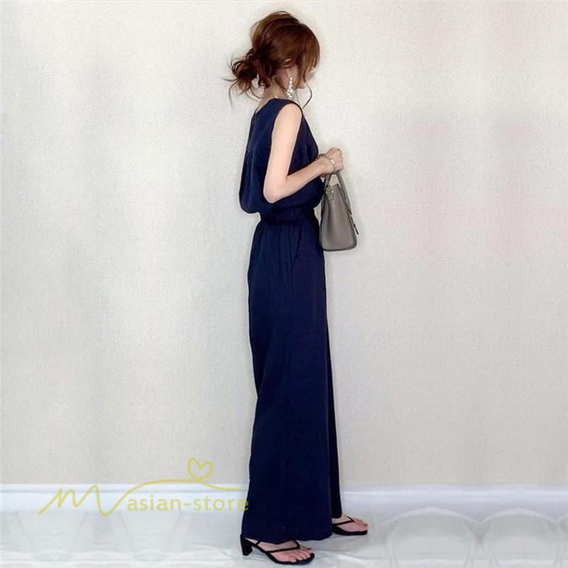 セットアップ | レディース 夏新作 無地 薄手 ワイドパンツ キャミソール ノースリーブ 薄手 上下セット ロングパンツ ガウチョパンツ ルームウェア 可愛い