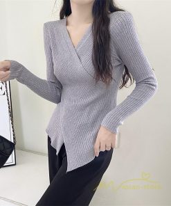 ｔシャツ・カットソー | リブカットソー レディース 秋 秋服 トップス 長袖 ロングスリーブ リブ カットソー 綿混 秋コーデ インナー タイト 伸縮性 ショート丈 スリム ニットソー