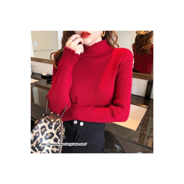 ニット・セーター | カットソー ニット レディース リブニット 長袖 秋冬 春 トップス スリム ストレッチ インナー 無地 着痩せ 通学通勤 長袖カットソー プルオーバー 長袖ニット