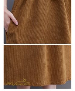 ノースリーブ | ワンピース 秋 冬 レディース 無地 可愛い 新作 丸首 コーデュロイ ひざ丈 ミディアムワンピース ゆったり シンプル ゆるワンピース プルオーバー