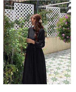 マキシ | ワンピース レディース 秋 冬 長袖 おしゃれ きれいめ フリル 可愛い 無地 ロング丈 ミモレ丈 ゆったり 2021 シンプル 秋新作 ゆったり 上品 カジュアル