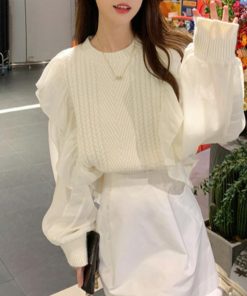 ニット・セーター | フリルニットトップス レディース 韓国風