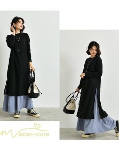 セットアップ | ワンピース 秋スカート レディース 秋物 ロングワンピース ロングスカート フリーサイズ 2点セット 着回し ウエストゴム 可愛い ゆったり 無地