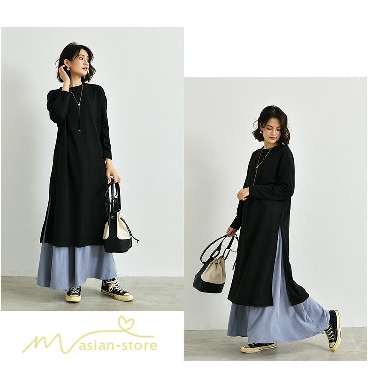 セットアップ | ワンピース 秋スカート レディース 秋物 ロングワンピース ロングスカート フリーサイズ 2点セット 着回し ウエストゴム 可愛い ゆったり 無地