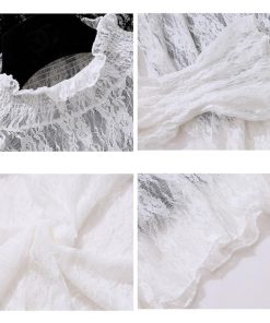 シャツ・ブラウス | フリル レース シースルー プチハイネック おしゃれ ブラウス 花柄 レディース トップス きれいめ