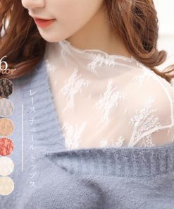 シャツ・ブラウス | トップス レディース チュール ハイネック 長袖 レース レースインナー トップス シースルー