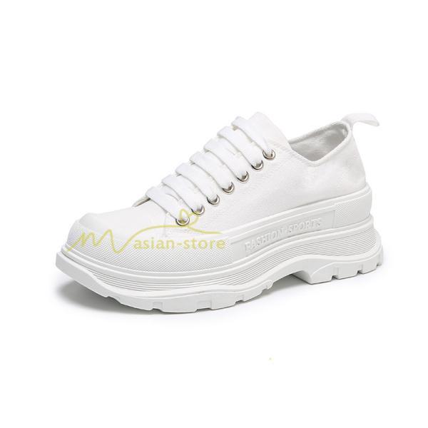 スニーカー | スニーカー レディース メンズ レディースシューズ ローカット 靴 ウォーキングシューズ キャンバス 美脚 お揃い Pu革 歩きやすい 厚底送料無料