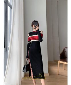 ニットワンピース | ワンピース 秋 秋服 レディース ニット ロングワンピース ロング 長袖 肩出し 秋冬 送料無料 セクシー フェミニン デート 春 お出かけ 結婚式 暖か 通勤