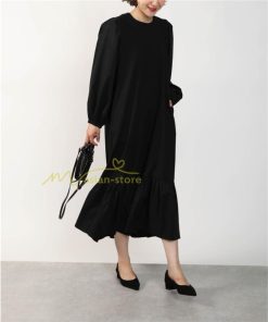 マキシ | 長袖ワンピース ロングワンピース 秋物 レディース Aラインワンピース 30代40代50代 ゆったり 切り替え 後ろリボン 送料無料 キャザー 可愛い 大人