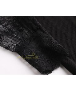 tシャツ・カットソー | カットソー レディース 長袖 春 シャツ 異素材 切り替え レース付き 透け感 20代30代40代50代 ハイネック インナー 着痩せ お出かけ カジュアル カシュクール