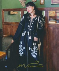 マキシ | ロングワンピース ワンピース エスニック コットンリネン 綿麻 花柄 リゾート 長袖 カジュアル 大人 夏秋 きれいめ 秋新作 スリット 体型カバー ゆったり