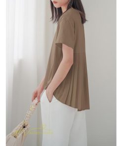 tシャツ・カットソー | Tシャツ レディース 春 夏 秋 Tシャツ 半袖 ブラウス かわいい プリーツTシャツ 無地 半袖 ゆったり 20代 きれいめ 40代 カットソー シンプル 韓国風 30代