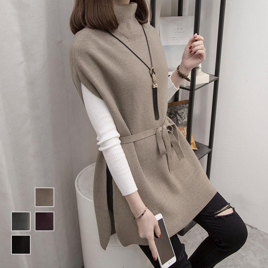 ニット・セーター | ノースリーブ ニットチュニック 韓国風