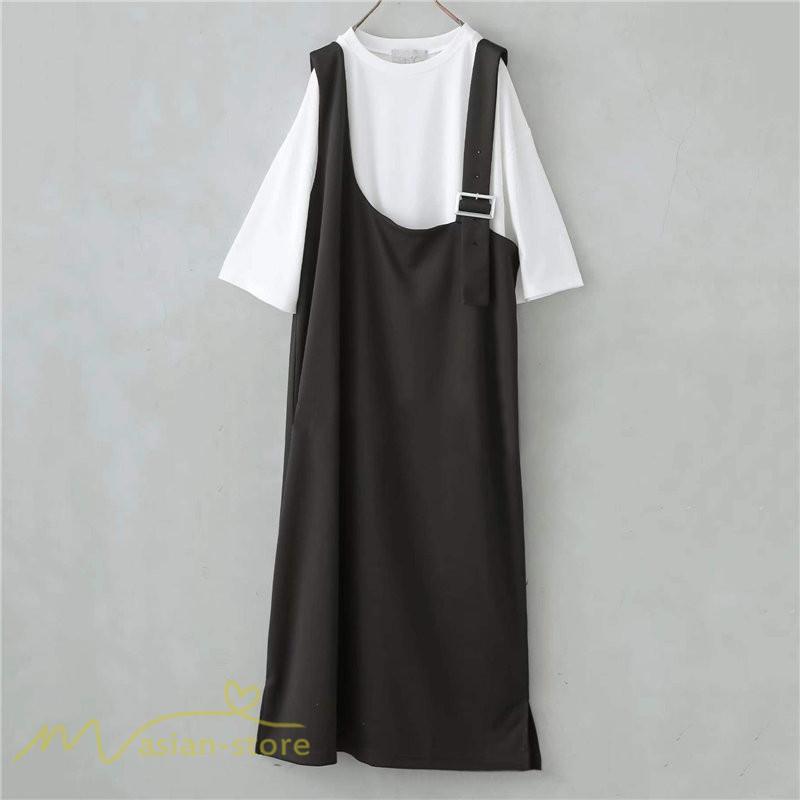 ノースリーブ | ノースリーブワンピース レディース 韓国風 無地 ワンピース ロングワンピース フリーサイズ カーキ ブラック 夏 お出かけ キャミワンピース 40代 30代 20代