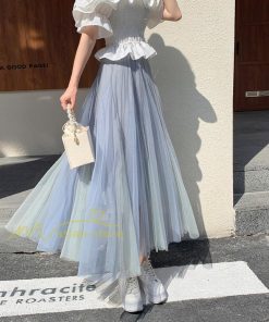 スカート | レディース チュール春夏 コーデ ウエストゴム ロングフレア着痩せ 通勤 配色 マキシ カジュアル 上品 20代30代40代50代