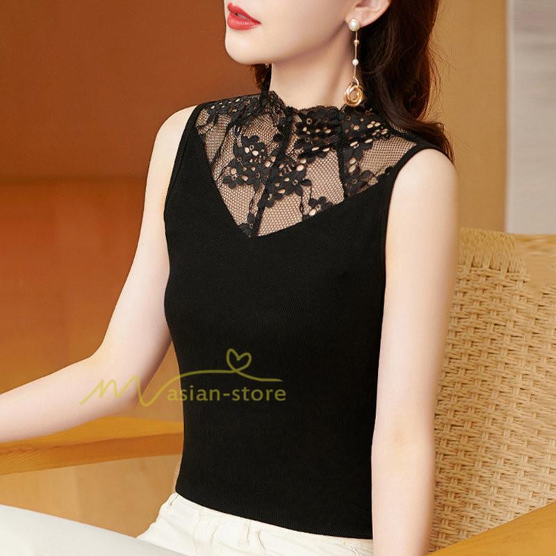 キャミソール タンクトップ | タンクトップ レディース おしゃれ 夏 ノースリーブ カットソー レース付き 20代30代40代50代 ママ インナー カジュアル カシュクール お出かけ 快適 着痩せ