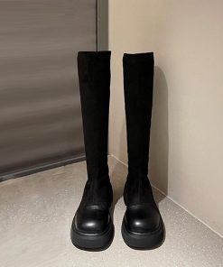 ニーハイブーツ | ロングブーツ ラウンドトゥ 厚底ブーツ