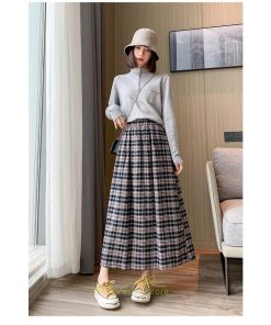 スカート | チェックロングウエストゴム チェック柄 大人 ハイウエスト Aライン30代40代50代 通学通勤 可愛い スカート ゆったり