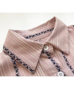 シャツ・ブラウス | 七分袖ブラウス レディースシャツ ストライプ プルオーバー 可愛い スリム ピンク 夏服 女の子 ストリート カジュアル 通勤 ブラウス かわいい 通学