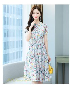 ミディアム | ワンピース レディース 花柄 サマーワンピース 半袖 シャツワンピース 夏 30代 40代 きれいめ プリント おしゃれ 膝丈 ミディアムワンピース 大きいサイズ