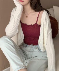 キャミソール | インナー ベアトップ レディース ストラップ付き チューブトップ トップス 韓国ファッション ストレッチ ギャザー飾り フリル