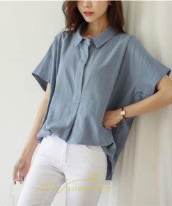 シャツ・ブラウス | ブラウス トップス 半袖 レディース 韓国風 2022新作 体型カバー シャツ 20代 30代 40代 50代 60代 大人 無地 可愛い ゆったり 夏 春 夏服 おしゃれ