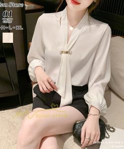 シャツ・ブラウス | ブラウス レディース きれいめ 40代 春秋 上品 無地 ブラウス 長袖 ゆったり オシャレ 韓国風 通勤 着痩せ 50代 フェミニン エレガント 大人 30代 リボン付き