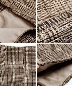 タイトスカート | チェック ミニスカート レディース ハイウエスト Aラインスカート 裏地付きウールスカート