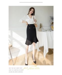スカート | フリルひざ丈 膝丈 おしゃれ かわいい レディース ボトムス きれい ハイウエスト Aライン 上品 エレガント OL 通勤 レトロ デート オフィス