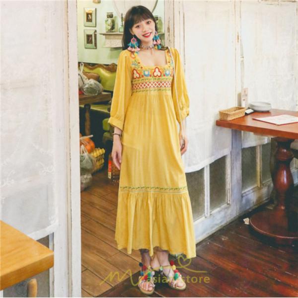 マキシ | 長袖ワンピース レディース 夏秋 コットン 10代 20代 30代 40代 50代 マキシワンピース ロングワンピース おしゃれ 着痩せ 大人可愛い 綺麗 かわいい