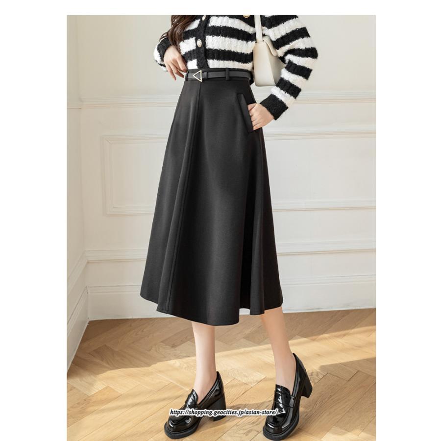 スカート | ロング レディース ロングフレア冬 ミモレ丈 暖かい ボトムス ロング丈 膝下 30代 40代 50代 通勤 ラシャ 暖か 通学 2022年秋冬