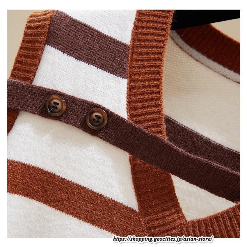 ベスト | ニットレディース トップス Vネック タンクトップ ノースリーブ 袖なし インナー ニット レイヤード風 20代30代 重ね着風 セーター 女ニット