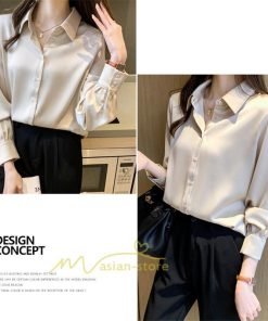 シャツ・ブラウス | ブラウス レディース オフィス おしゃれ 長袖 開襟 シャツ ビジネス OL 事務服 無地 長袖シャツ ファッション 優雅 エレガント カジュアル 通勤 細身 着回し