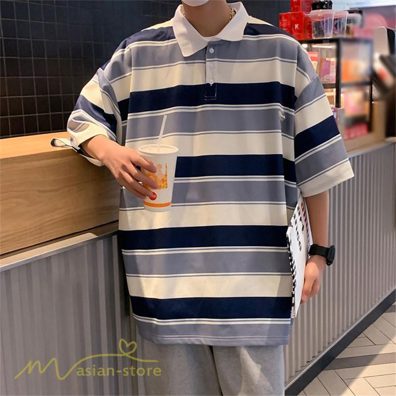 Tシャツ | ポロシャツ メンズ ボーダー 半袖シャツ カットソー メンズゆったり カジュアル 夏新作 おしゃれ ポロ サマーシャツ カッコウイイ 夏 プレゼント 上品