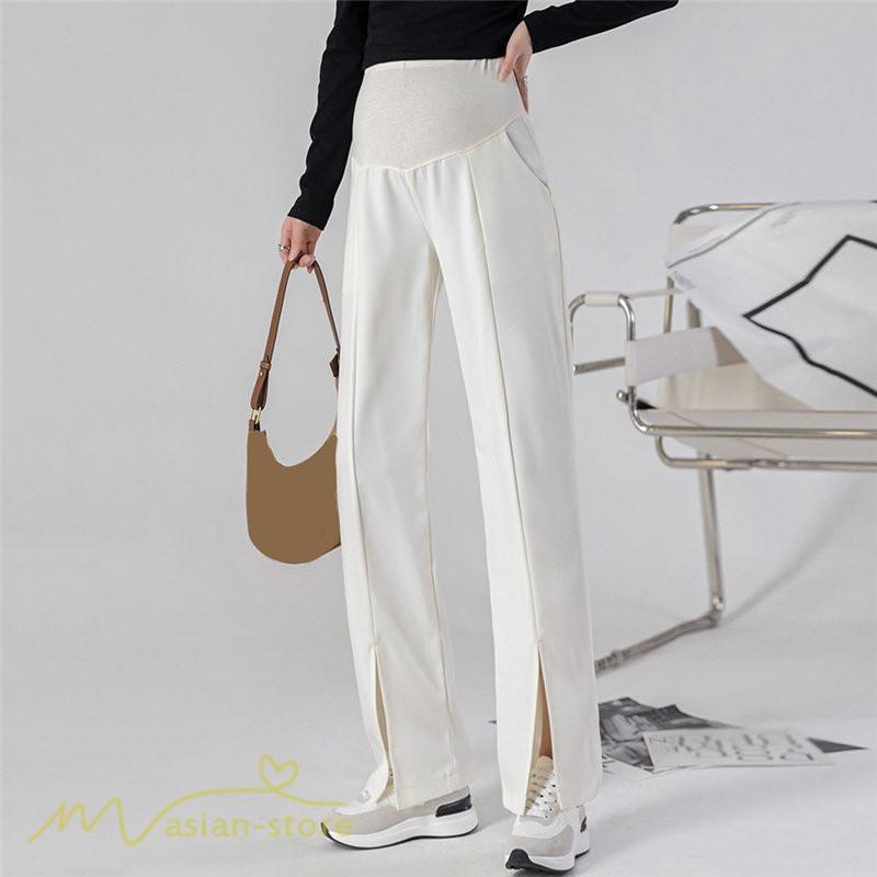 パンツ レギンス | マタニティパンツ ワイドパンツ 無地 妊婦服 おしゃれ ゆったり マタニティウェア パンツ 着痩せ 無地 サマーパンツ お出かけ 日常 ウエスト調整 裾口スリット