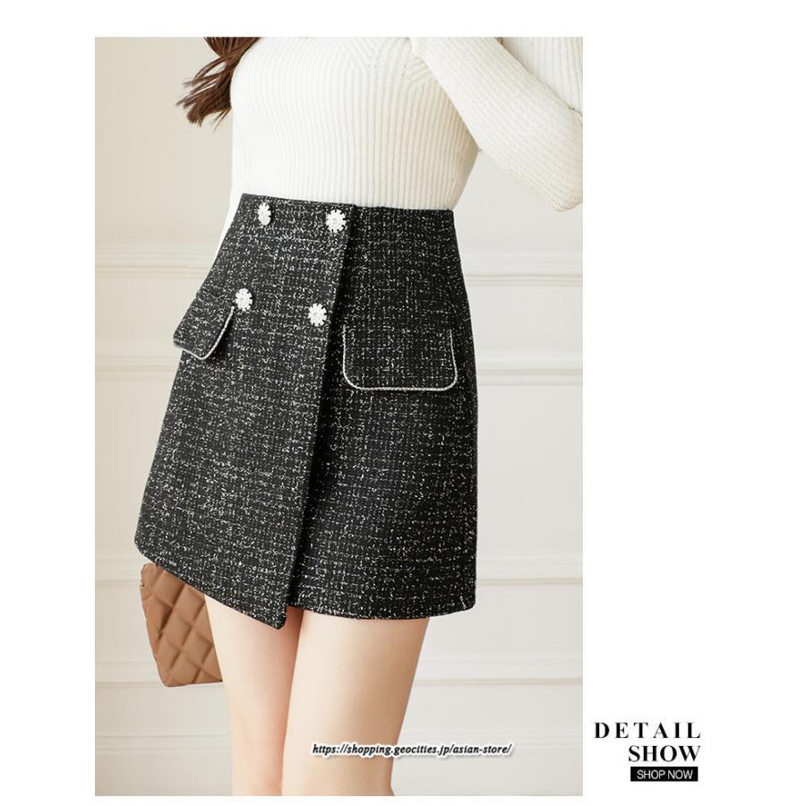スカート | ミニレディース Aライン タイト ショート丈 キュロットラシャ 暖か カジュアル お出かけ 韓国風 2022秋冬 着回し 通勤 新作