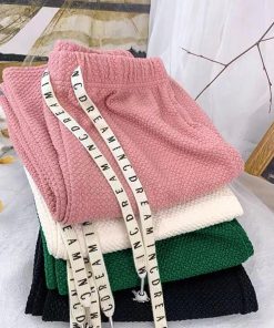 ワイドパンツ | ワッフル調ストレートパンツ レディース夏