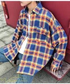 シャツ | ライトアウター 秋服 薄手 メンズ チェック柄 長袖 ポケット 韓国風 カッコウイイ 日常感 ワイドコットン 大きいサイズ トップス 大きいサイズ 男性着
