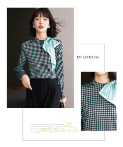 シャツ・ブラウス | ブラウス 長袖 レディース おしゃれ トップス シフォンブラウス 千鳥格柄 オフィス 通勤 ゆったり 体型カバー 秋服 上品 オシャレ 可愛い 着痩せ お出かけ