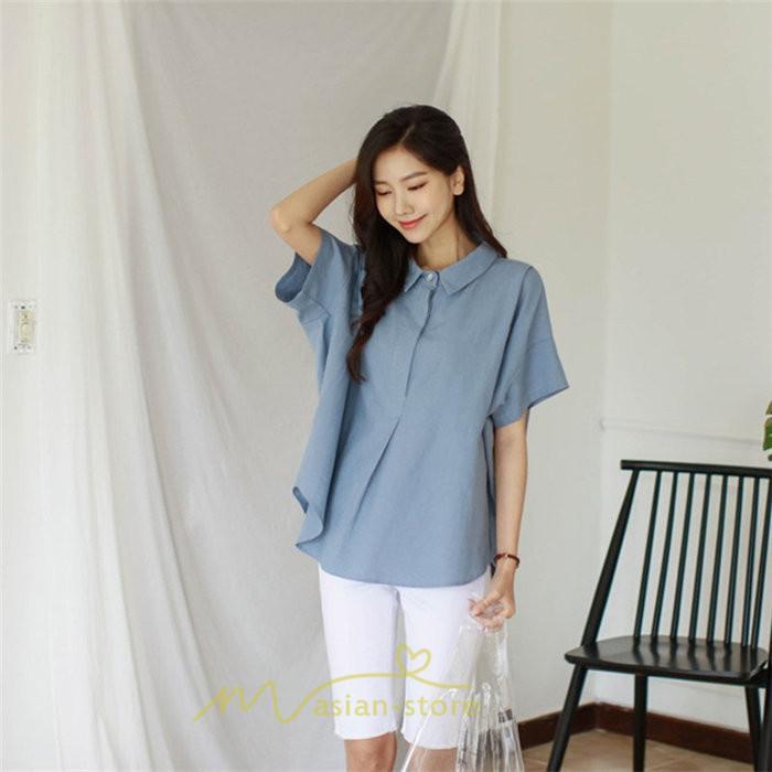 シャツ・ブラウス | ブラウス トップス 半袖 レディース 韓国風 2022新作 体型カバー シャツ 20代 30代 40代 50代 60代 大人 無地 可愛い ゆったり 夏 春 夏服 おしゃれ