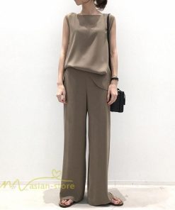 セットアップ | ワイドパンツ タンクトップ レディース 落ち感 大人 ルームウェア 30代40代 お出かけ 2点セット 夏物 可愛い 上下セット カジュアル 秋服