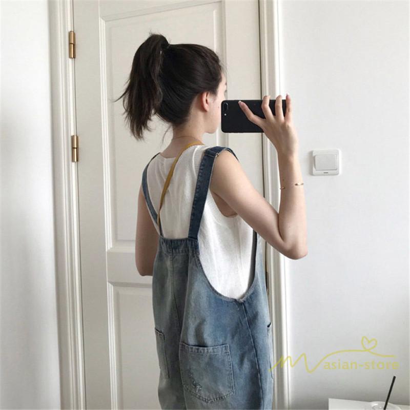 オーバーオール サロペット | サロペットパンツ オーバーオール デニム ゆったり ハイウエスト レディース カジュアル ヴィンテージ加工 無地 2020夏コーデ 復古風 デイリーコーデ