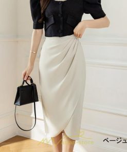 スカート | スリット入り 膝下 ひざ下 レディース ボトムス オフィス カジュアル 美脚 セクシー スリット 黒 ベージュ 脚長 ピンク ハイウエスト 通勤 春夏秋冬 OL